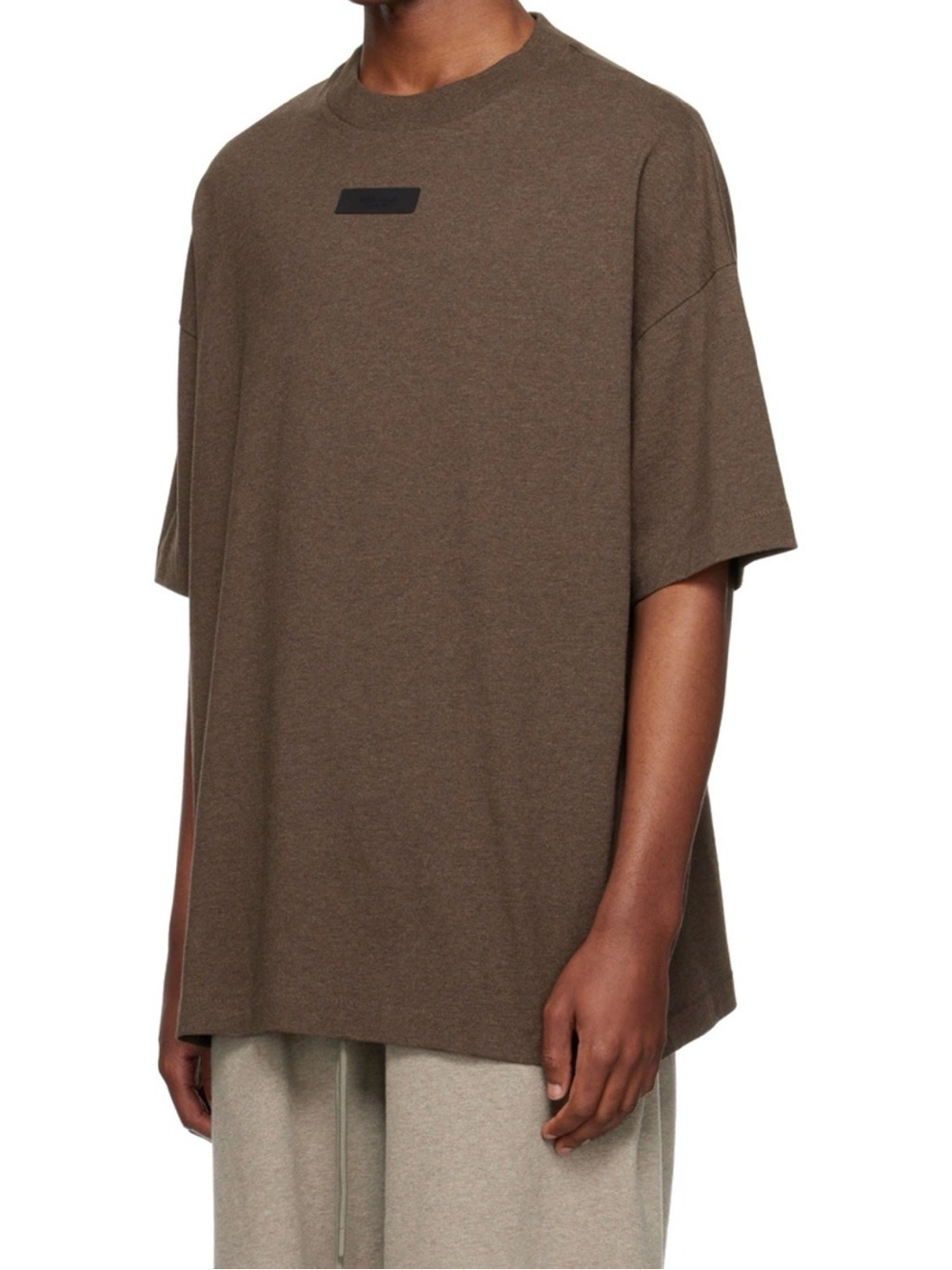 ESSENTIALS Men’s Heather Wood Brown Oversized crewneck short sleeve tee Size L